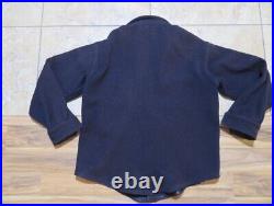 Vintage Military 1940's USN Navy Wool Cpo Shirt Jacket Navy Blue Size L