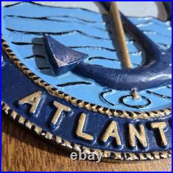 Vintage Navy Cast Metal Wood Plaque Wall Hang US Atlantic Fleet Service Force 8