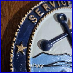 Vintage Navy Cast Metal Wood Plaque Wall Hang US Atlantic Fleet Service Force 8