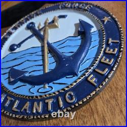 Vintage Navy Cast Metal Wood Plaque Wall Hang US Atlantic Fleet Service Force 8