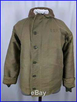 Vintage Original 1940s US Navy N1deck jacket WWII Size 44 Alpaca Lined