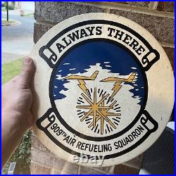 Vintage Original USAF 909th Refueling Squadron Hand Painted Wooden Sign