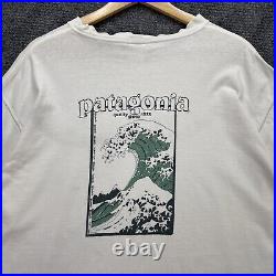 Vintage Patagonia Shirt Mens XL White 90s Ftitz Roy USA Beneficial RARE Wave Art