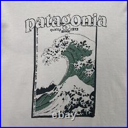 Vintage Patagonia Shirt Mens XL White 90s Ftitz Roy USA Beneficial RARE Wave Art