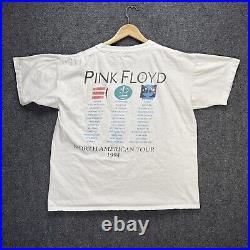 Vintage Pink Floyd Shirt Mens Large White 90s 1994 North American Tour Brockum