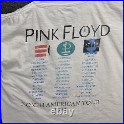 Vintage Pink Floyd Shirt Mens Large White 90s 1994 North American Tour Brockum