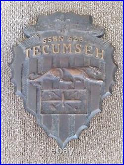 Vintage Plaque Uss Tecumseh Ssbn 628 Naval Submarine Usn Navy Solid Brass