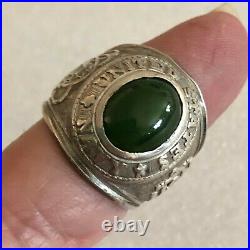 Vintage Pride Sterling USN US Navy Jade Class Ring Size 8 1/4