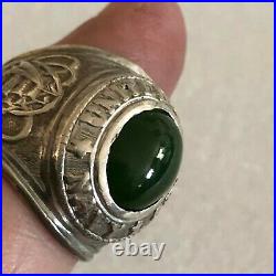 Vintage Pride Sterling USN US Navy Jade Class Ring Size 8 1/4