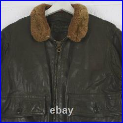 Vintage RARE USN TYPE G-1 Bomber Brown Leather Flight Jacket Mens Size Small