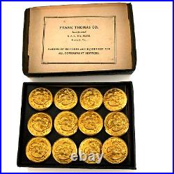 Vintage Rare 12 US Navy Eagle Anchor Military Buttons NEW IN BOX Frank Thomas Co