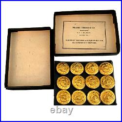Vintage Rare 12 US Navy Eagle Anchor Military Buttons NEW IN BOX Frank Thomas Co