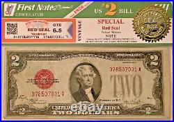 Vintage Rare 1928-f $2 United States Note Two Dollar Bill Jefferson Red Seal Usn
