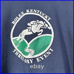 Vintage Rolex Watch T-Shirt Adult XL Kentucky Three Day Event Navy Blue Horses