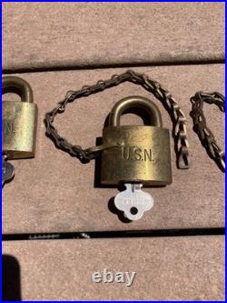 Vintage Segal Lock USN United States Navy Padlock Military Lock Set of 3