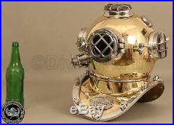 Vintage Shine Diving Helmet U. S Navy Island Mark V Deep Sea Divers Boston 18