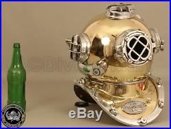 Vintage Shine Diving Helmet U. S Navy Island Mark V Deep Sea Divers Boston 18