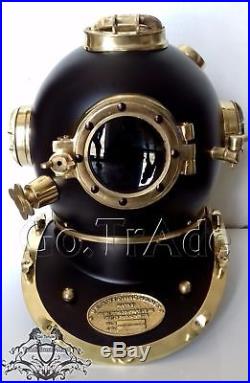 Vintage Solid Steel Black Finish U. S Navy Mark V Diving Divers Helmet