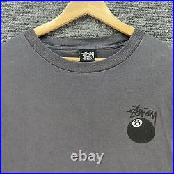 Vintage Stussy Shirt Mens 2XL Gray 90s Skate RARE 8 Ball Eight Ball Spellout