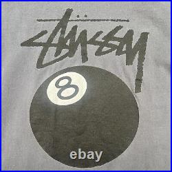 Vintage Stussy Shirt Mens 2XL Gray 90s Skate RARE 8 Ball Eight Ball Spellout