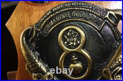 Vintage Submarine Squadron 8 Brass & Wood Plaque US Atlantic Fleet 688 Class