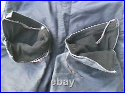 Vintage U. S. NAVY Blue Bib Overalls with Stencil US MILITARY Deck Pants Jumper MED