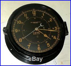 Vintage U. S. Navy Chelsea Clock Co. Boston Ser. No. 9242e No Key