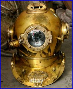 Vintage U. S Navy Diving Divers Helmet 18 Mark V Brass Antique Solid Steel Gift