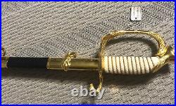 Vintage U. S. Navy Officer's sword Toledo Spain with case liner belt and sword knot