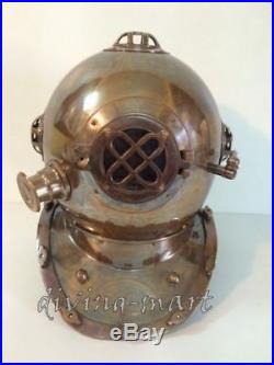 Vintage U. S Navy Solid Steel Mark V Diving Divers Helmet Full Size 18 inch