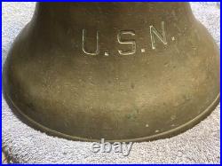 Vintage U. S. Navy U. S. N. Ship's Bell 11 3/8 and 28 Pounds