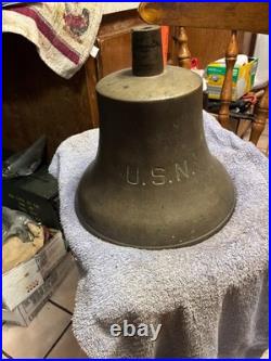 Vintage U. S. Navy U. S. N. Ship's Bell 11 3/8 and 28 Pounds