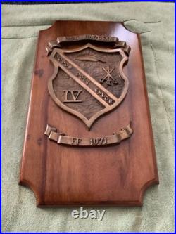 Vintage U. S. Navy USS BADGER FF1071 Brass / Wood Wall Hanging Plaque