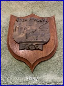 Vintage U. S. Navy USS HUNLEY. AS-31 Brass / Wood Wall Hanging Plaque Vintage U. S. Navy USS HUNLEY. AS-31 Brass / Wood Wall Hanging Plaque