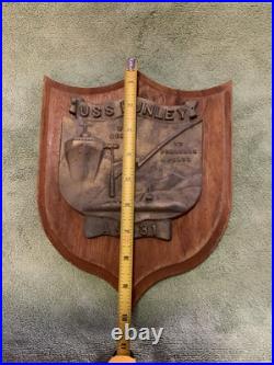 Vintage U. S. Navy USS HUNLEY. AS-31 Brass / Wood Wall Hanging Plaque