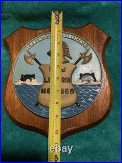 Vintage U. S. Navy USS LEADER MSO-490. Brass / Wood Wall Hanging Plaque