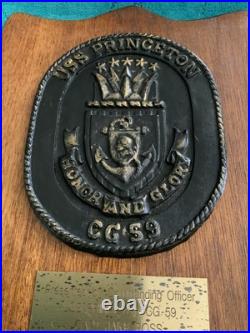Vintage U. S. Navy USS PRINCETON CG-59. CRUISER Wood Wall Hanging Plaque
