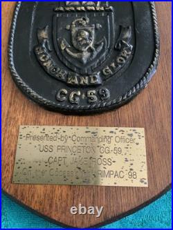 Vintage U. S. Navy USS PRINCETON CG-59. CRUISER Wood Wall Hanging Plaque