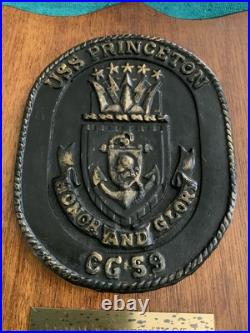 Vintage U. S. Navy USS PRINCETON CG-59. CRUISER Wood Wall Hanging Plaque
