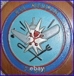 Vintage U. S. S. Wiseman DE-667 Painted Metal Ship's Plaque. WW2 & Korean War