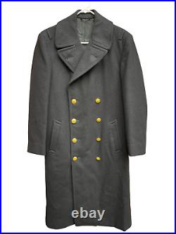 Vintage US NAVY BRIDGE COAT LONG PEACOAT Officer Military Jacket 39 XL