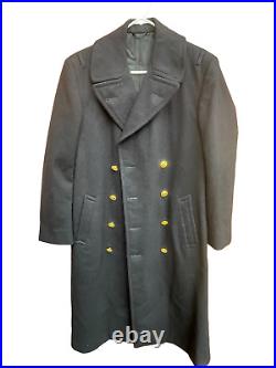 Vintage US NAVY BRIDGE COAT LONG PEACOAT Officer Military Jacket 39 XL ...