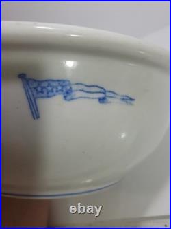 Vintage US NAVY CAPTAINS Mess Bowl 4 Star Flag Pennant TEPCO China USA 9.5 In