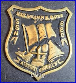 Vintage US NAVY SUBMARINE Brass Plaque USS WILLIAM H BATES SSN 680