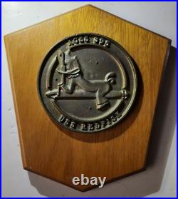 Vintage US NAVY SUBMARINE Plaque USS REDFISH AGSS 395 Wood withBrass Plate