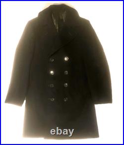 Vintage US NAVY UNIFORM Bridge Officer Coat 8 Button USN Naval Overcoat 38 Long