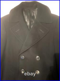 Vintage US NAVY UNIFORM Bridge Officer Coat 8 Button USN Naval Overcoat 38 Long