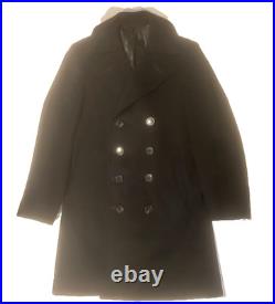Vintage US NAVY UNIFORM Bridge Officer Coat 8 Button USN Naval Overcoat 38 Long