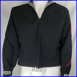 Vintage US Navy 100% Wool Jumper Mens 42R Dress Uniform Patches Recruit Portland