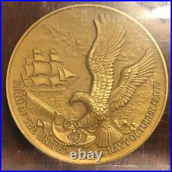 Vintage US Navy 1975 Bicentennial Medallion Lucite Paperweight CVN-65 Enterprise